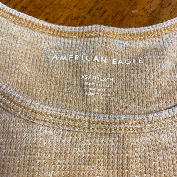 American Eagle brown/tan New York City Tennis cropped tee. XS. Waffle knit - Picture 8 of 10